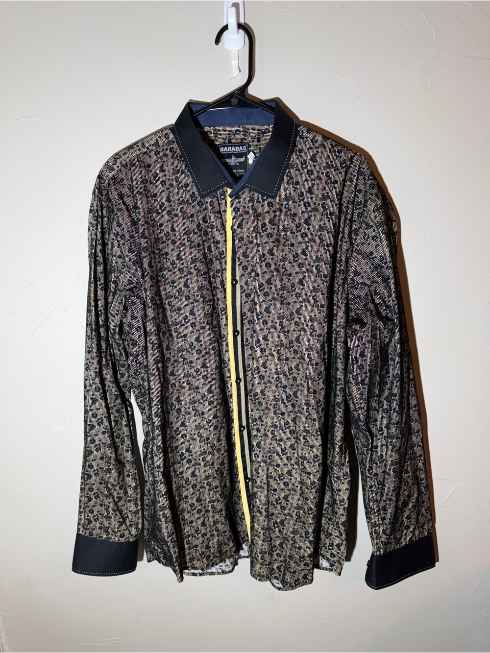 BARABAS Men’s XL Ribbed Textured Abstract Button Up Shirt